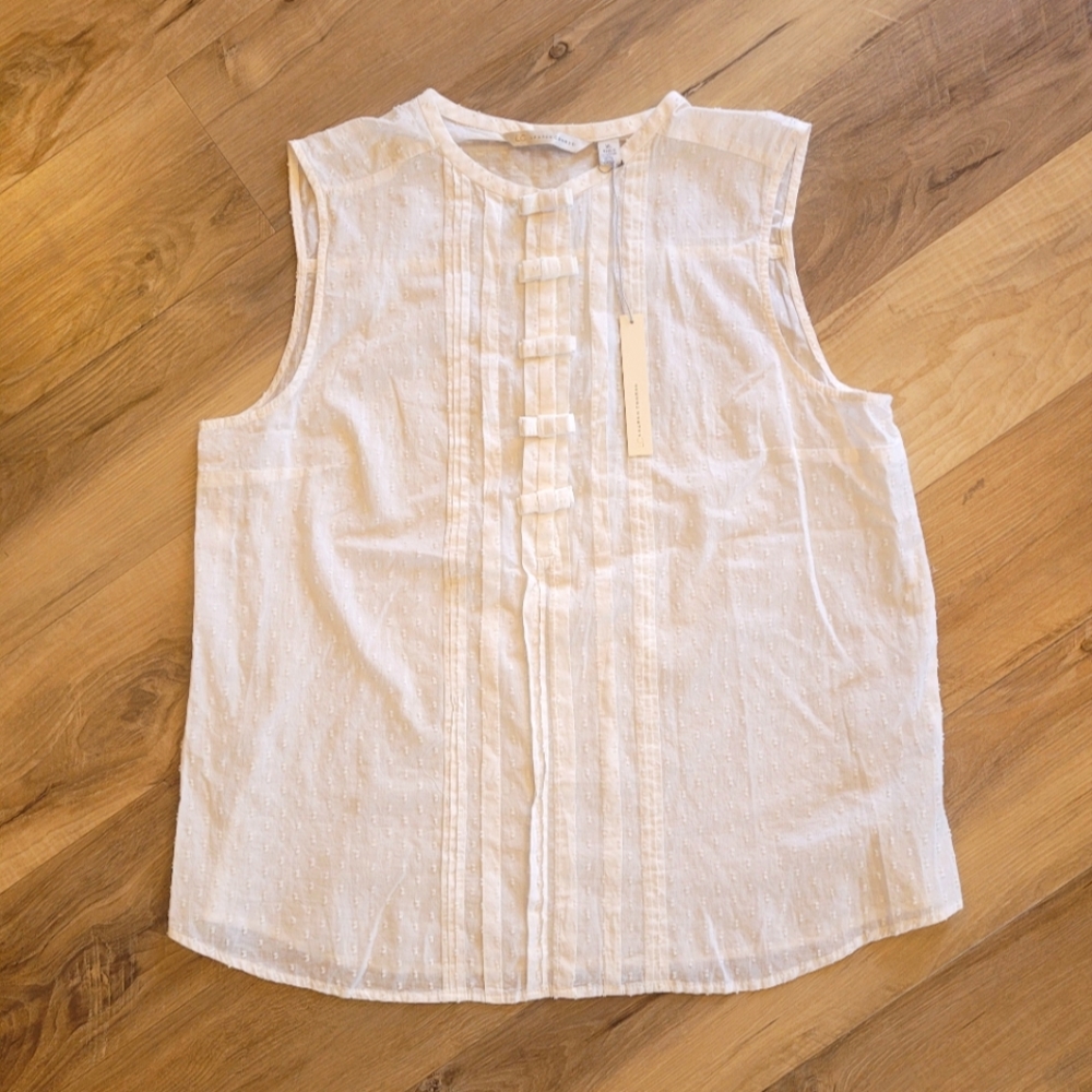 NWT LC Lauren Conrad Swiss Dot Bow Top